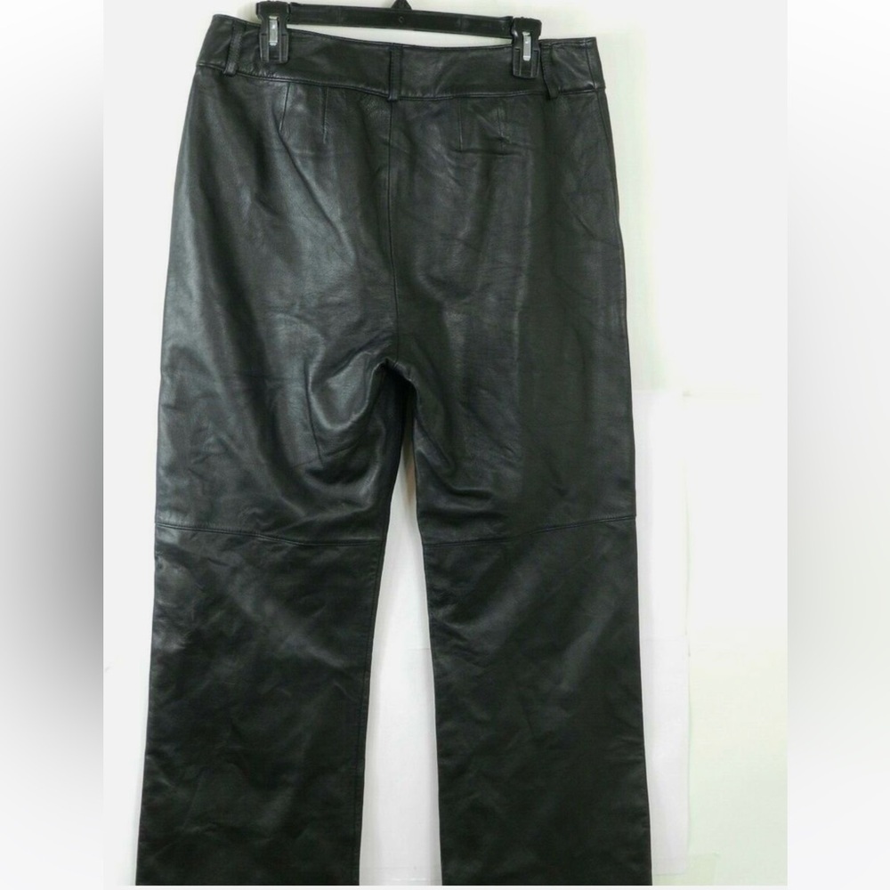 Vintage Alfani Black Leather Pants Bootcut Lined - Picture 2 of 4